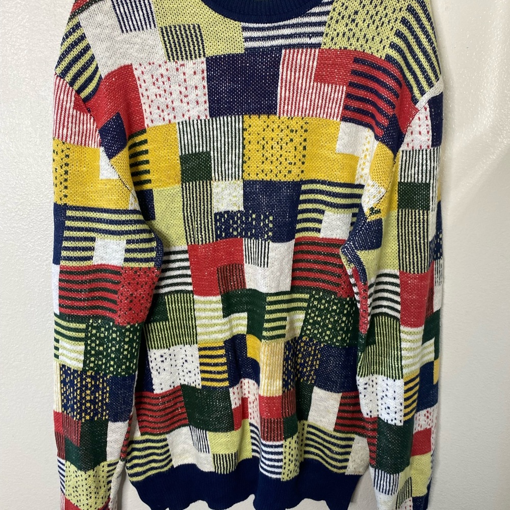 F6 Vintage OHanlon Patchwork pullover sweater mens Medium Colorblock colorful